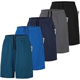 ZENGVEE Pack of 5 Men's Shorts with Pocket, Breathable Quick Dry Running Sports Clothing Men, Gym, Fitness, Tennis | Transpir