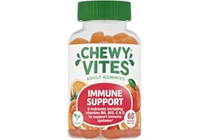 Chewy Vites Adult Immune Support, 60 Multivitamin Gummies, High Strength Vitamin D, Vitamin B6, B12, C, Zinc, Selenium, 2 Months Supply, Real Fruit Juice, Vegan, Orange Flavour