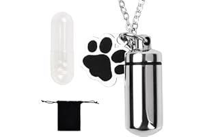 Wisebom Brelok do kluczy z urnami dla zwierząt domowych, naszyjnik ze stali nierdzewnej, kot, kremacja, prochy, biżuteria, sierść zwierząt, łapa psa, pamiątka, wisiorek (naszyjnik)