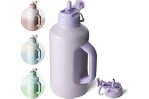 BOTTLEBOTTLE BOTTLE BOTTLE 64 oz Insulated Stainless Steel Water Bottle with Straw, Dual-use Lid, Handle, Perfect for Workout, Gym, Soccer, Hiking, Camping, Traveling, and More (Purple)