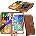 Price comparison product image N4U Online® - Brown Clip On PU Leather Wallet Case Cover & Tempered Glass For BLU Studio 6.0 HD