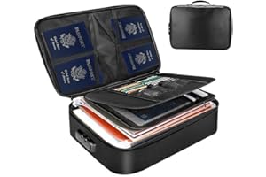 JARAGAR Fireproof Document Bag with Lock, Fireproof Money Bag 3-Layer File Organizer Case with Water-Resistant Zipper, Portable Safe Box for Important File Passport Certificates