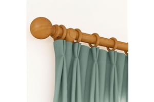 FAHD Traders Beechwood Wooden Curtain Pole | Fixed-Length Beech Wood Rod with Rings, Brackets & Finials | Ideal for Eyelet Curtains | Four Size Options (120–300 cm) (150 cm Fixed Length)