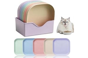 ZOENIF 10Pcs Cat Bowls, Cat Dishes Whisker Friendly, Shallow Pet Food and Water Bowls, Flat Wheat Straw Kitten Bowls for Indoor Outdoor Cats Food-Purple