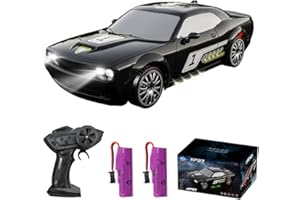 Teeggi Coche teledirigido RC Drift Car 1:20 para niños, 2,4 GHz, coche de carreras con luces LED, 15 km/h, 4 WD, juguete de coche de carreras teledirigido, regalo