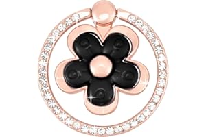 Fycyko Anneau de Support pour Téléphone Portable Réglable à 360° - Universel de Fleurs Bague Telephone Compatible avec iPhone，iPad，Samsung，Smartphone et Étui pour Téléphone - Noir