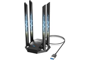 NEWFAST Adaptador WiFi USB para PC, 4 * 6dBi Antena de Alta Ganancia, AC1300 Dual Band 5GHz&2.4GHz Antena WiFi USB para PC Compatible Windows XP/7/8/8.1/10/11