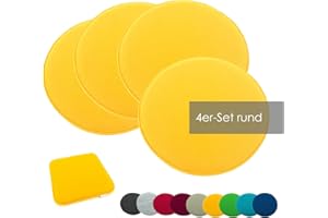 ‎HEIMTEXLAND heimtexland ® 4er Pack Sitzkissen Filz Stuhlkissen Bodenkissen Polster Stuhlauflage Indoor Outdoor Kissen rund Typ631 Filzkissen senfgelb 35x35 cm 4 Stück