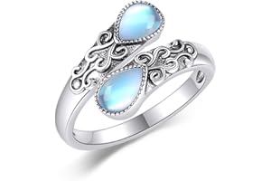 CUPENDA Mondstein Ring für Damen Sterling Silber Regenbogen Einstellbar Bandringe Schmuck Geschenke für Mädchen