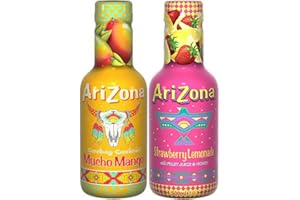 SERENDIB Arizona Tea Mucho Mango & Strawberry Lemonade Flavours 500ml Each (Pack of 12)