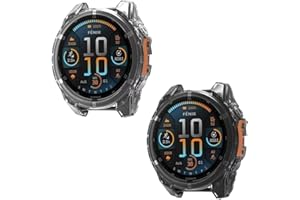 SEIAIYG Etui kompatybilne z Garmin Fenix 8 47 mm, [2 sztuki] miękkie etui z TPU, odporne na zarysowania do osłony ramy, czarne + przezroczyste