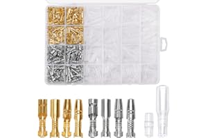 YIXISI 400 Stücke 3.9mm Rundsteckverbinder Kit Messing Bullet Male & Female Wire Terminals Stecker mit Isolationsabdeckung, für Motorrad Motorrad Auto Boote Elektrische Instrumente, Golden und Silber