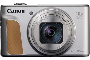 Canon SX740 HS PowerShot Digitalkamera Silber - Praktische Kompaktkamera mit 4K Auflösung und hybridem Autofokus - Canon Powershot Kamera mit 40x optischem Zoom - Auto-Transfer per WLAN und Bluetooth