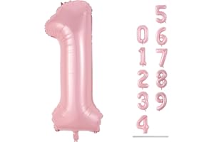 LINGQIANG Folienballon Zahl 1 Rosa, 101 cm XXL Pastell Rosa Zahlenballon 1 für Mädchen, Hell Pink Zahlen Luftballon 1. Geburtstag Helium Ballon zum Frau Kinder Babyparty Geburtstagsdeko Deko