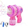VikriDA Big Size Leak-Proof Design Automatic Bubble Gun for Kids & Toddlers with LED Light - Includes 2 Bubble Liquid Bottles - Pink