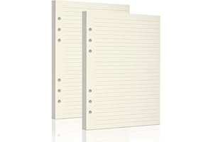 MAFEIGU A5 Ruled Refills Inserts for 6-Hole Binder, 2 Packs Loose Leaf Planner Filler Paper,Planner Inserts (Beige Lined-160 Sheets, A5)
