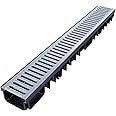 9 x Polydrain B125 12.5 Tonne Galvanised Extra Heavy Duty Shallow Flow Linear Storm Drain Channel Drainage Driveway Aco Drain 1 metre with Built in Quadbox Corner on Each Length