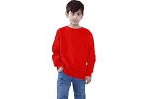BSBAAA FASHIONS® Kids Boys Sweatshirt Back to School Fleece Jumper - Girls Plain Crew Round Neck Pullover Uniform Sweater Top Size Age 5-13 Years