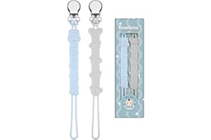 Kowlone Catenella Portaciuccio Ciuccio Clips Koala Teddy Orso Catena Succhietto per Ragazzi Ragazze Regalo Nascita Battesimo Baby Compleanno Natale(Blu,Grigio)