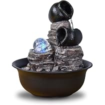 Fontaine D'intérieur Zen Avec Lumière LED - Cascade D'eau En Céramique Et Support Bonsaï - Décoration Apaisante Pour Maison Ou Bureau