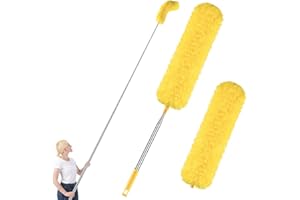Newliton Plumeau en microfibre pour nettoyage du ventilateur de plafond haut avec manche d'extension télescopique de 76,2 à 254 cm, long plumeau extensible pour meubles de maison, voiture, toile