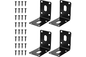 BYZESTY Juego de 4 conectores angulares, ángulo carga pesada 90 grados, acero inoxidable, 70 x 50 mm, agujero, madera, viga, con tornillos, para cobertizos jardín, bancales elevados