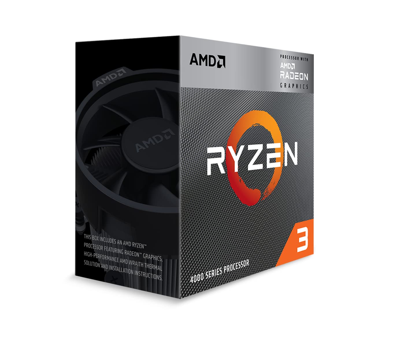 AMD Ryzen 3 4300G Desktop Processor with Integrated Radeon Graphics 7, 4 cores 8 Threads,4 MB L3 Cache Base Clock 3.8GHz Up to 4GHz AM4 Socket System Memory DDR4 Up to 3200 MT/s - 100-10000144BOX