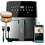 Cecotec Friggitrice ad Aria intelligente 5,5 L con accessori Cecofry Full Inox 5500 Connected Pack. 1700 W, APP e controllo t