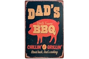 GREENZONE Vintage Dads World Famous BBQ Retro Metal Tin Sign/Plaque for Kitchen Outside Garden Dads Shed Patio Wall/Door (30 x 20 cm) 040 - UK Company