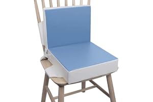 Kalawen 2-Piece Set Waterproof Booster Seat for Dining Chair, PU Washable 2 Straps Safety Buckle Toddler Booster Seat for Dining Table,Blue