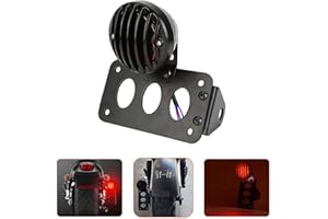 NATGIC Fanale Posteriore per Moto Luce Freno 12V Luci di Marcia Indicatori Luminosi Luce Targa Luce di Arresto con Aupporto Staffa - Scocca Nera + Luci Rosse