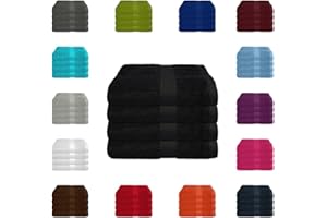 FALCO BaSaTex - 4er Pack Handtuch Set für Haushalt & Gäste - Frottee-Handtücher mit Aufhängeschlaufe aus weicher Baumwolle in 50x100cm - Waschtücher für Bad Öko-Tex Made in Green - Schwarz