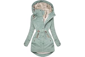 EMATOP Warm Winterjacke Damen Lang Baumwolle Parka Jacke Winddicht Wintermantel mit Kapuze Fleecejacke Langarm Einfarbig Mantel Elegant Bequem Outdoorjacke Flauschig Kuschelig Winterparka