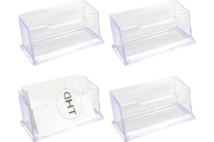 Anruyi 4Pcs Business Card Holders Display, Acrylic Name Card Display Holder Clear Business Card Holder Stand Freestanding Acrylic Business Card Holders for Office Desk Organizer, Fits 60 Cards