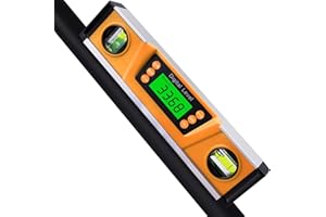 EOUTIL Digital Level and Protractor, 10 Inch IP54 Protected Electronic Bubble Inclinometer Angle Finder Gauge with Large LED Backlight Display & Magnetized V-Groove Base Carrying Bag Included-Orange