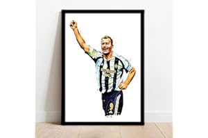 THE FOOTBALL PRINT ROOM Newcastle United - Alan Shearer - Framed Illustration Print Poster