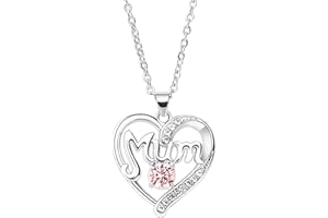 BESPMOSP Mum Necklace Mother's Day Gifts Heart Gifts Birthday Gifts For Mum Crystal Pendant Necklace