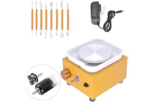 JOLIJOUR Mini-Keramikradmaschine, Elektrische Töpferscheibe Keramik Rad Maschine Drehscheibe 2000RPM Mit abnehmbarem ABS-Becken, 10cm Keramikteller für Keramikarbeiten Keramik Clay Art Craft EU plug