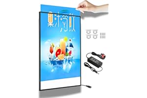 PREMIER BOND DISTRIBUTION A1 LED Light Box (594x841mm) - Ultra-Slim Wall-Mounted Advertising Frame with UK Adapter, Tempered Glass Poster Frame, Backlit Menu Board for Restaurants, Shops, Cafes - Illuminated Sign (Black)