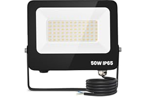 Aigostar- Faretto led 50W da Esterno bianco naturale,super illuminoso da 4500 lumen e 4000k. Impermeabile IP65 per cortile, giardino, garage, tetto.