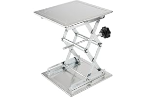 LEXININ 200 x 200 mm Lab Forbici Jack, Acciaio Inox Laboratorio Jack Stand Tavolo Sollevatore Laboratorio Scientifico Jack Stand per Esperimenti Fisici