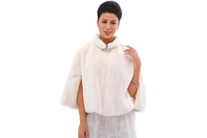 Ushiny - Chal de piel sintética para bodas invernales, estola y bufanda de pelo para mujeres y niñas