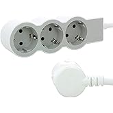 LEGRAND Power Strip, 3 Sockets, 1.5 m Cable, White/Light Grey 694549 | Power Strip, Power Strip with 3 Outlets, 1.5 m Cable,
