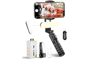 ESSAGER Gimbal Stabilisator Smartphone, Handy-Stabilisierungs-Gimbal mit Abnehmbarem Fülllicht, Stativ mit Fernbedienung, Tragbarer Gimbal Selfie Stick für Vlog Video, Kompatibel mit Android/IOS