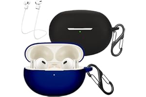 [2-pak] easyBee etui kompatybilne z realme Buds Air 5 Pro, z 2 karabińczykami, 2 paskami zapobiegającymi zgubieniu, płynny silikon, ultracienkie, odporne na uderzenia etui ochronne na słuchawki –