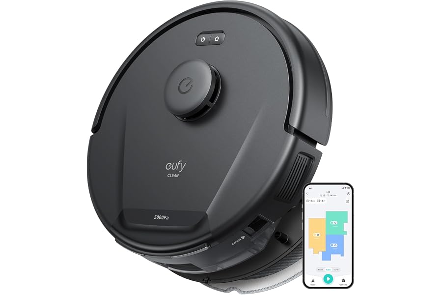 eufy L60 Saugroboter mit Wischfunktion, Ultra Starke 5.000Pa Saugkraft, iPath Laser-Navigation, für 