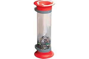 Glasdon C-Thru 10L Battery Collection Tube (4 Colours) – Transparent Battery Recycling Bin – 10 Litre Polycarbonate Battery Recycling Tube (Red without Graphics)