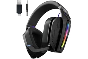 Black Shark Cuffie da Gioco Wireless, Cuffie da Gioco Bluetooth 6.0 con Connettore USB E Type-C, Audio Surround 7.1 per Pc, Ps5, Ps4, Microfono con Cancellazione del Rumore, Goblin X8 (Nero)