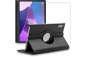 ebestStar - Cover per Lenovo Tab P11 Pro Gen2, Custodia Protezione Rotazione 360, Pelle PU, Nero + Vetro Temperato
