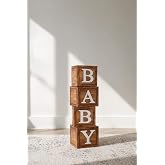 Baby Yazılı Ahşap Konsept Baby Shower Dekorasyon Kutu Set